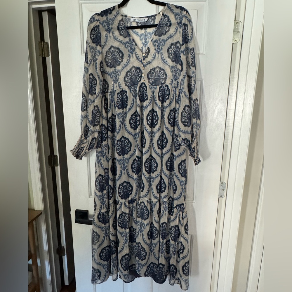 NWOT Zara Printed Long Sleeve Dress - Picture 3 of 10